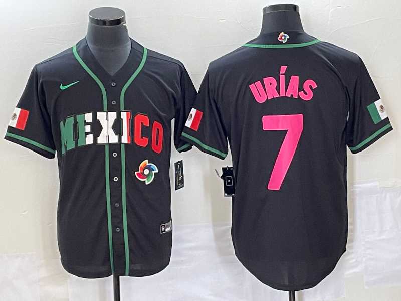 Mens Mexico Baseball #7 Julio Urias 2023 Black World Baseball Classic Stitched Jersey1
